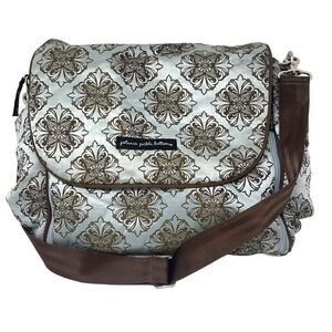 Petunia Pickle bottom embroidered Diaper bag larger BoxU Mint and brown
